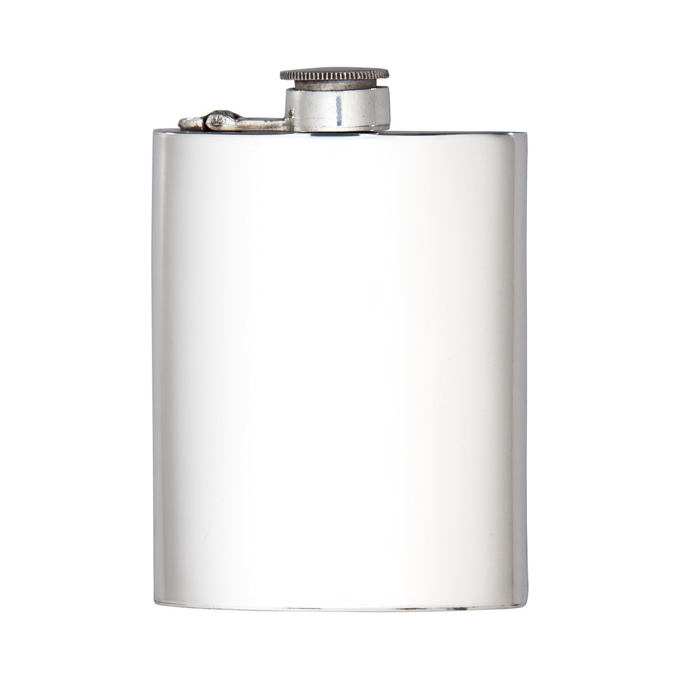 6oz Plain Pewter Kidney Hip Flask With Captive Top