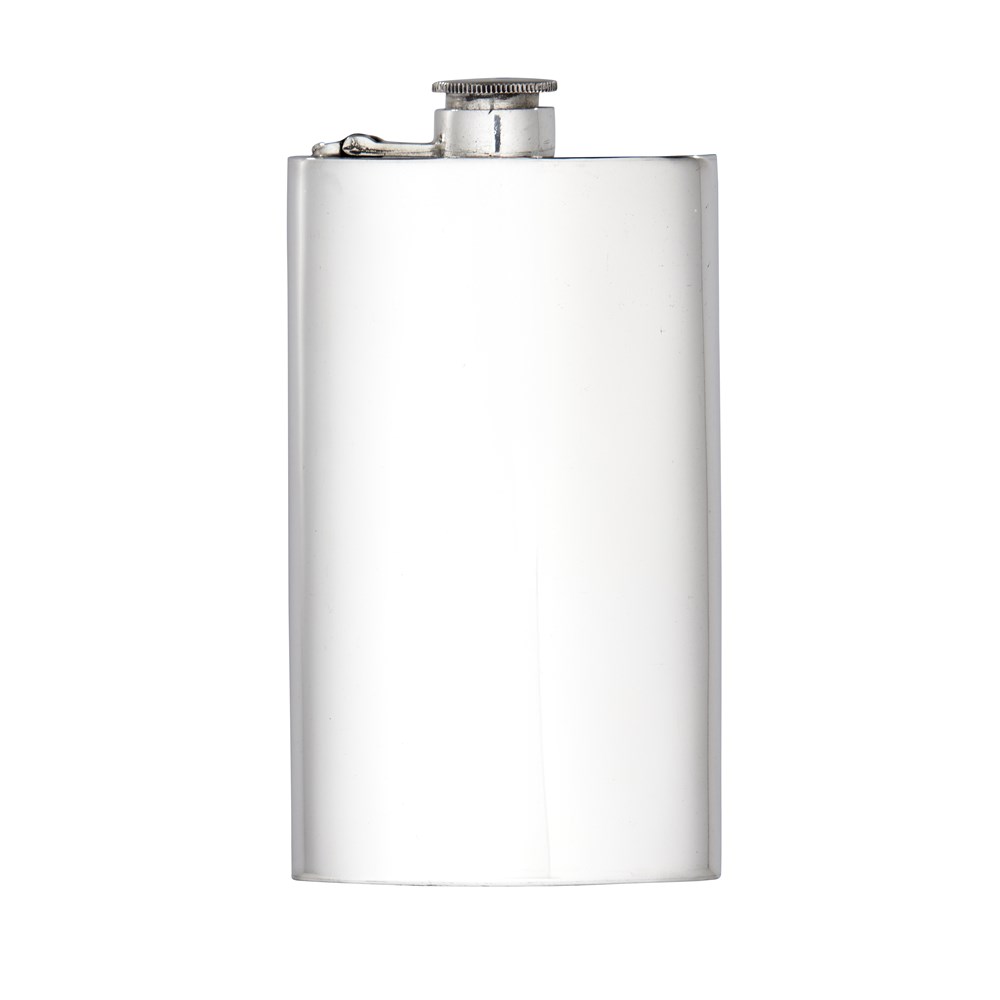8oz Plain Pewter Kidney Hip Flask With Captive Top