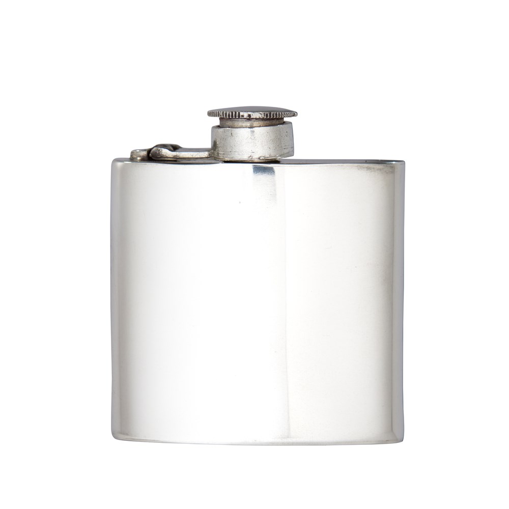 4oz Plain Pewter Kidney Hip Flask With Captive Top