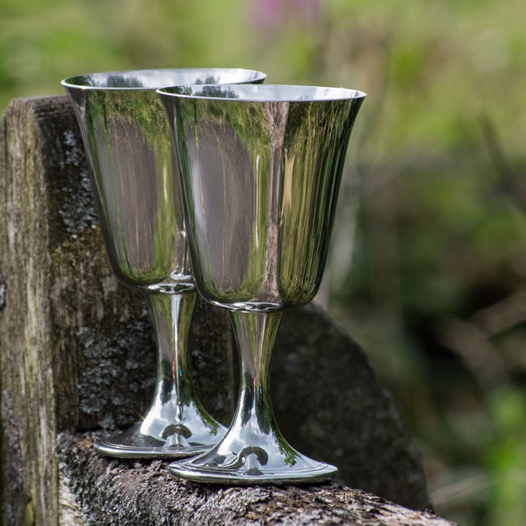Large Pewter Bell Goblet
