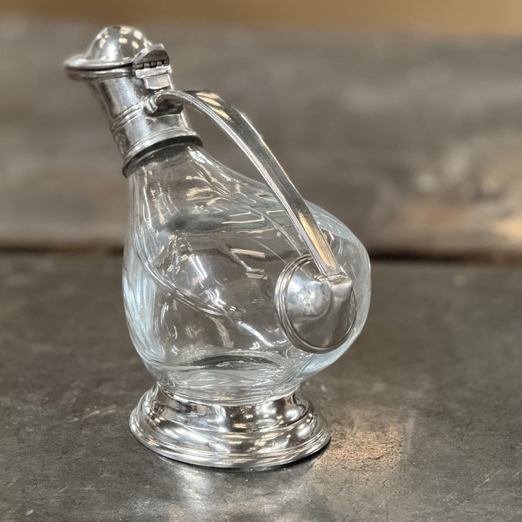 Pewter & glass duck decanter