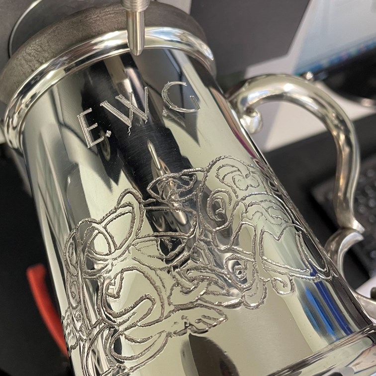 Celtic Dragon One Pint Pewter Tankard Engraving on front