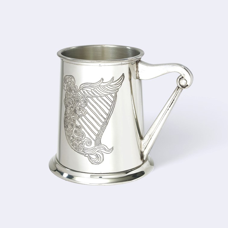 Irish Harp  One Pint Pewter Tankard