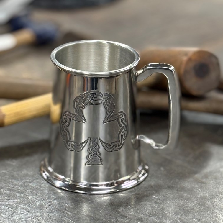 Shamrock One Pint Pewter Tankard
