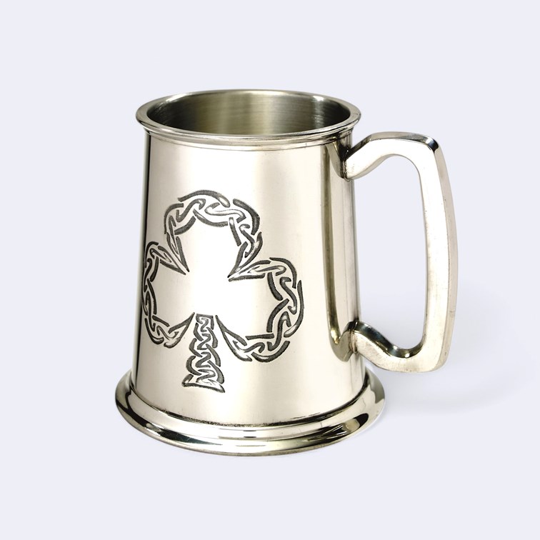 Shamrock One Pint Pewter Tankard