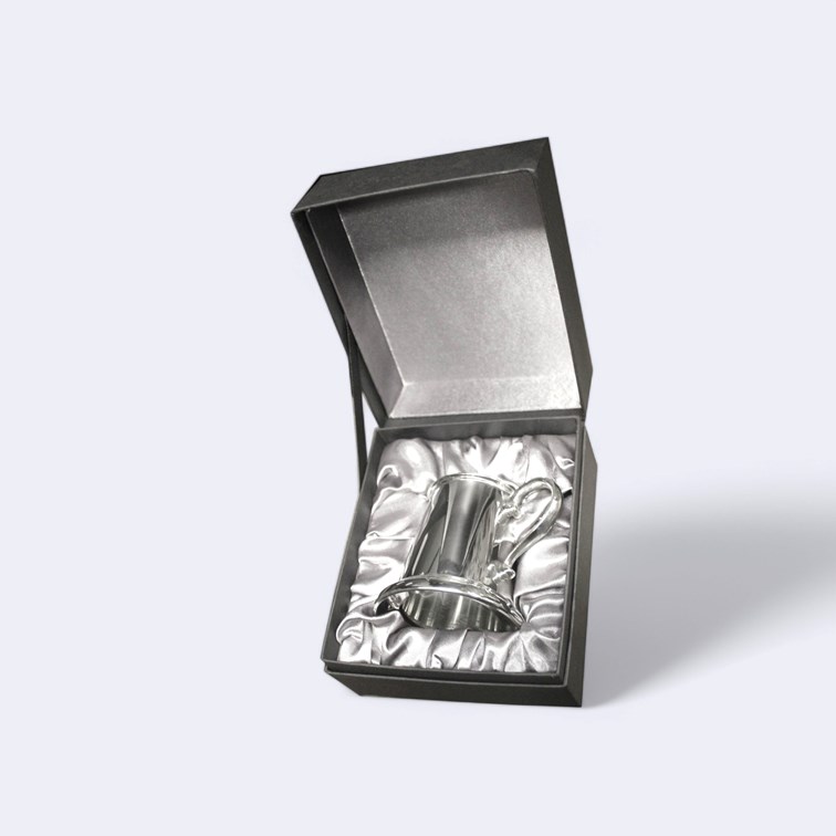 All Gone Etched Glass Base Pewter Baby Mug