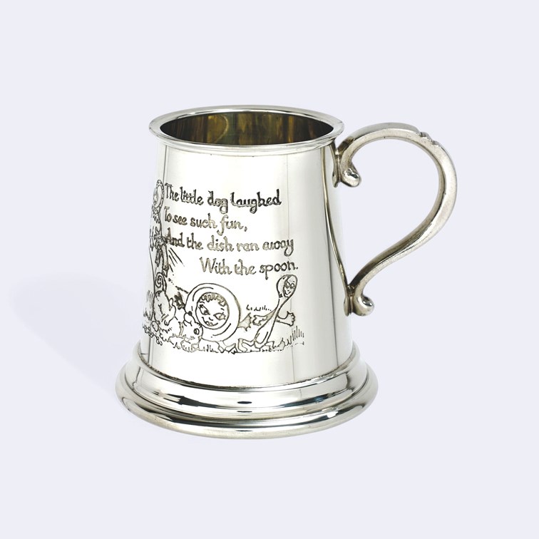 Cow Over The Moon Pewter Quarter Pint Baby Mug