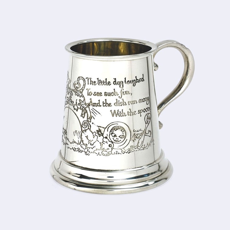 Cow Over The Moon Pewter Quarter Pint Baby Mug