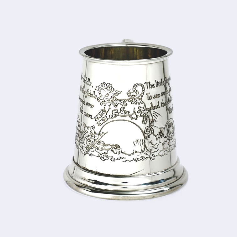 Cow Over The Moon Pewter Quarter Pint Baby Mug