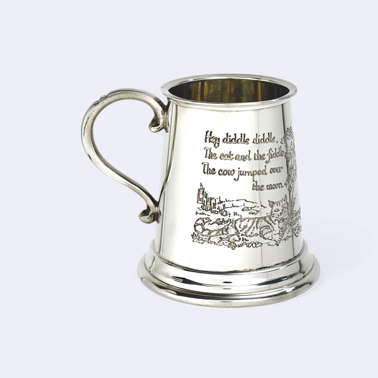 Cow Over The Moon Pewter Quarter Pint Baby Mug