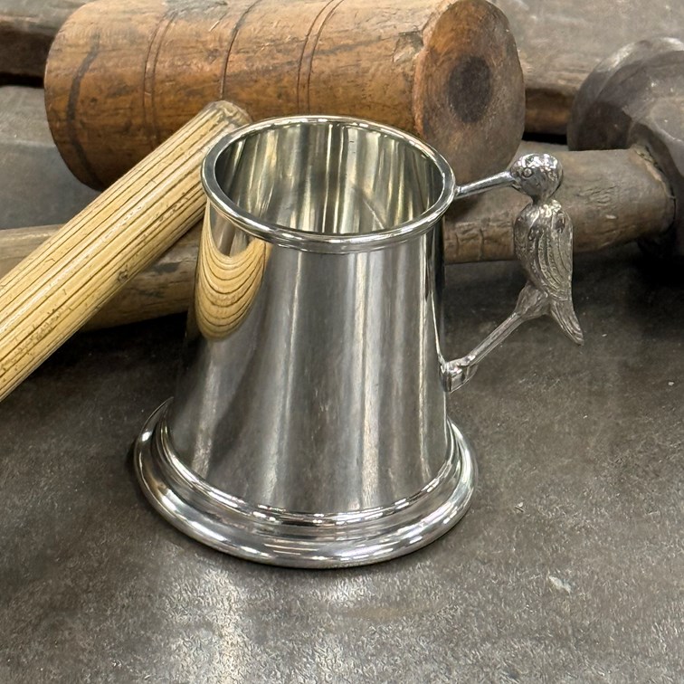 Stork Handle Pewter Quarter Pint Baby Mug Stork Handle Pewter Quarter Pint Baby Mug