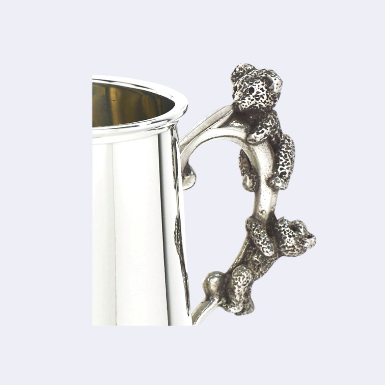 Teddy Bear Handle Pewter Quarter Pint Baby Mug