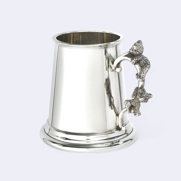 Teddy Bear Handle Pewter Quarter Pint Baby Mug