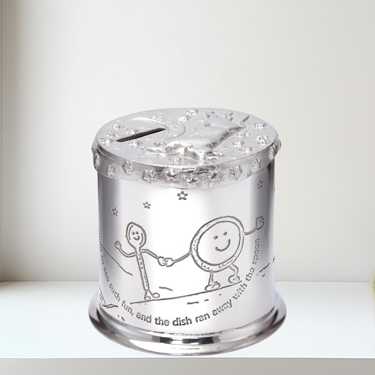 Cow Over The Moon Pewter Money Box