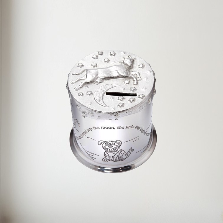 Cow Over The Moon Pewter Money Box Cow Over The Moon Pewter Money Box