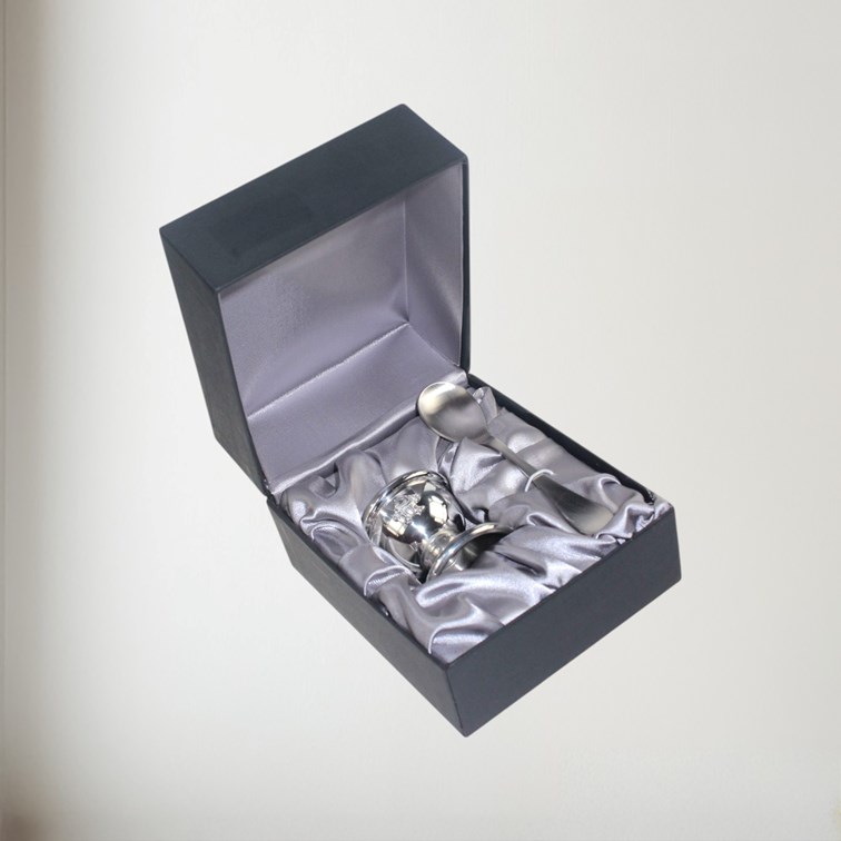 Humpty Dumpty Pewter Egg Cup And Spoon