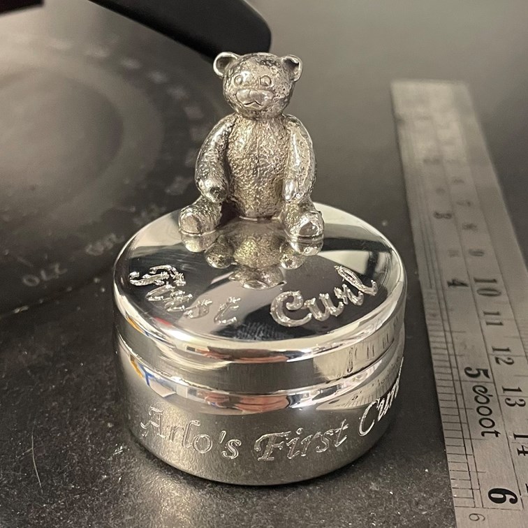 First Curl Teddy Pewter Trinket Box