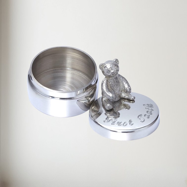 First Tooth Teddy Pewter Trinket Box