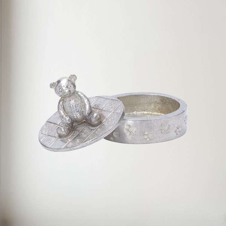 Cast Pewter Teddy Bear Oval Trinket Box Cast Pewter Teddy Bear Oval Trinket Box