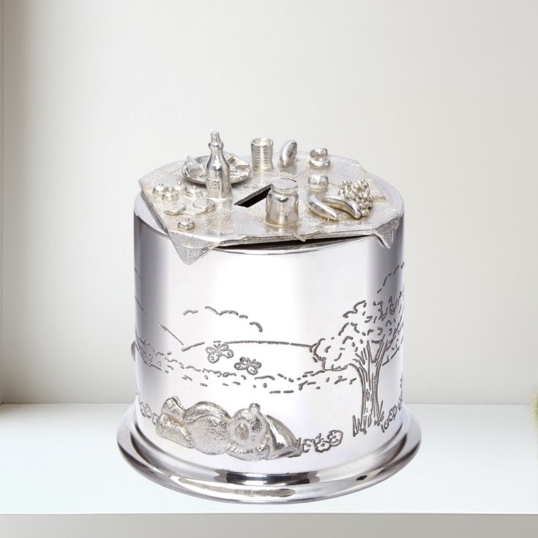 Pewter Teddy Bears Picnic Money Box
