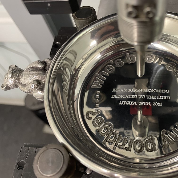 Pewter Teddy bear "Whos Been Eating All My Porridge" Porringer