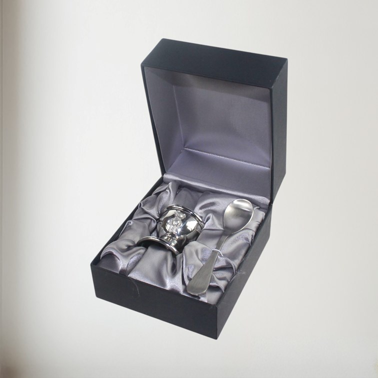 Teddy Pewter Egg Cup And Spoon
