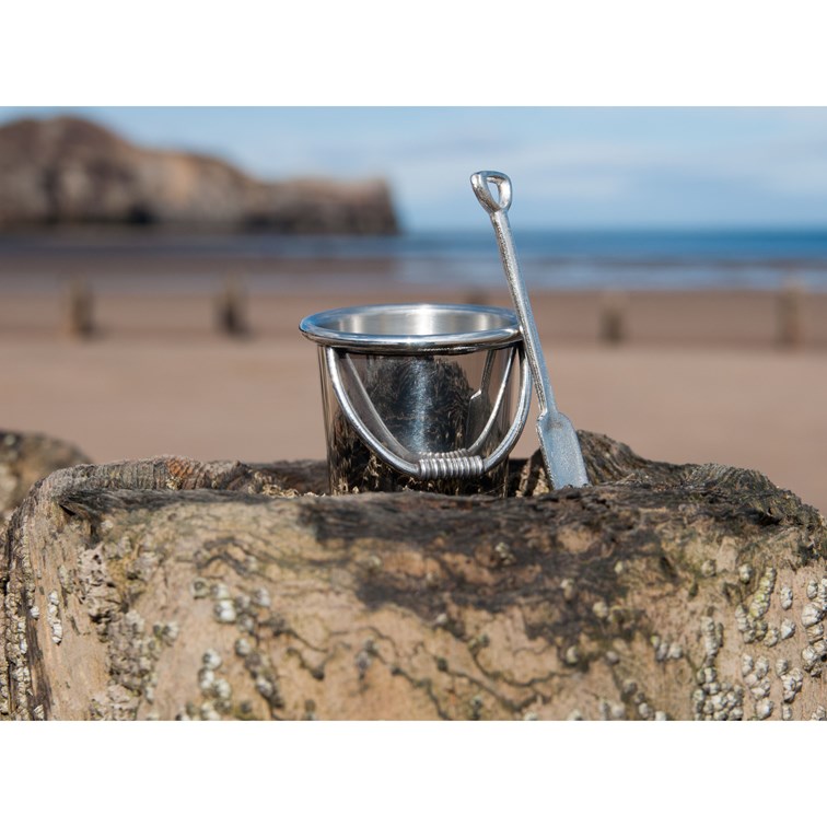 Bucket And Spade Pewter Egg Cup & Spoon Bucket And Spade Pewter Egg Cup & Spoon