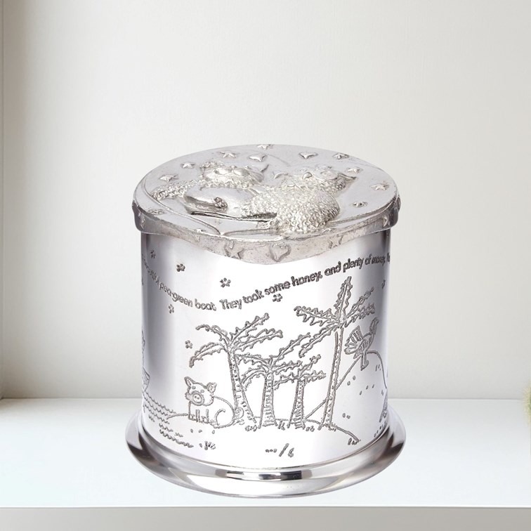 Owl And Pussycat Pewter Money Box