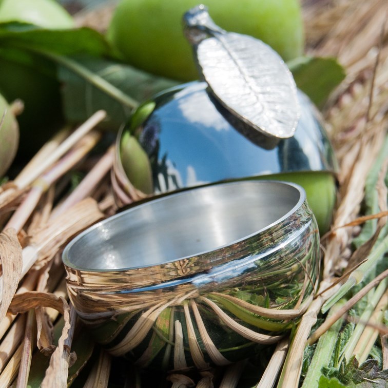 Apple Pewter Trinket Box