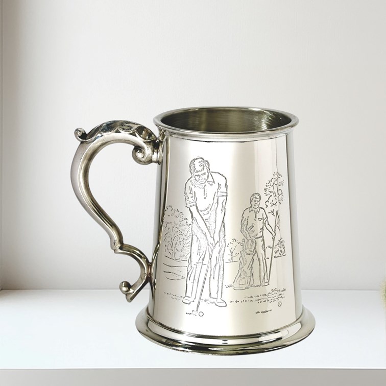 Golf Scene One Pint Pewter Tankard