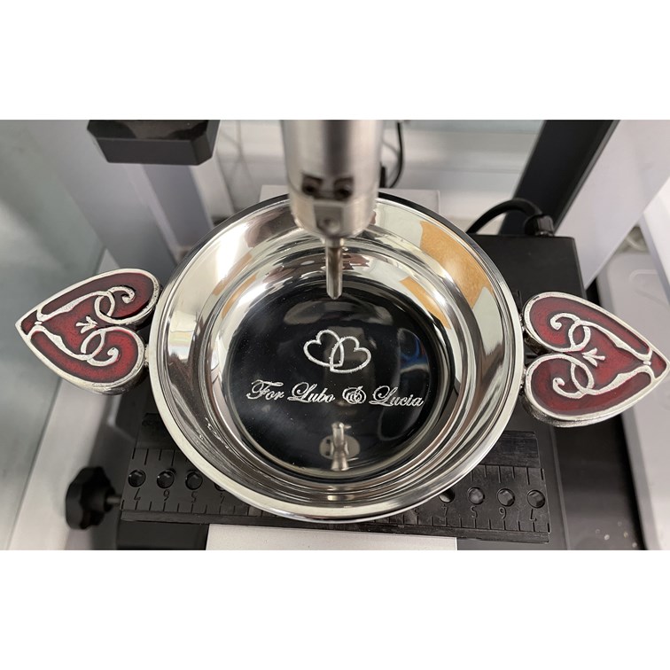 Large Red Heart Of The Highlands Pewter Quaich