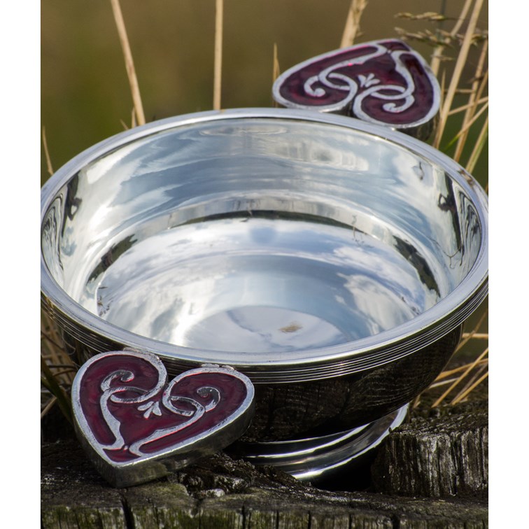 Large Red Heart Of The Highlands Pewter Quaich