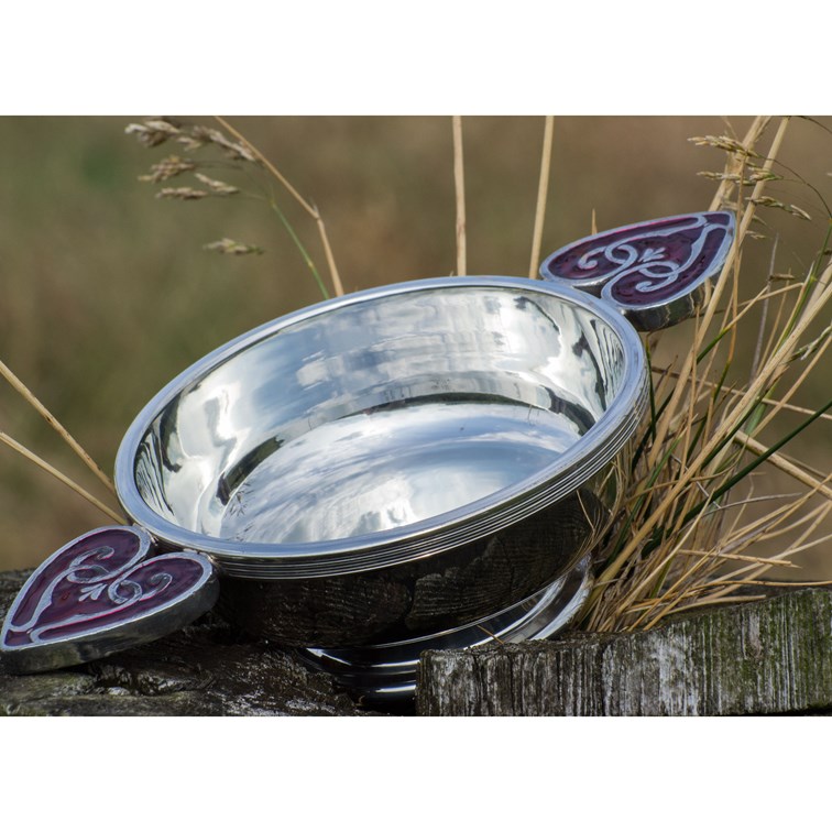 Large Red Heart Of The Highlands Pewter Quaich Large Red Heart Of The Highlands Pewter Quaich