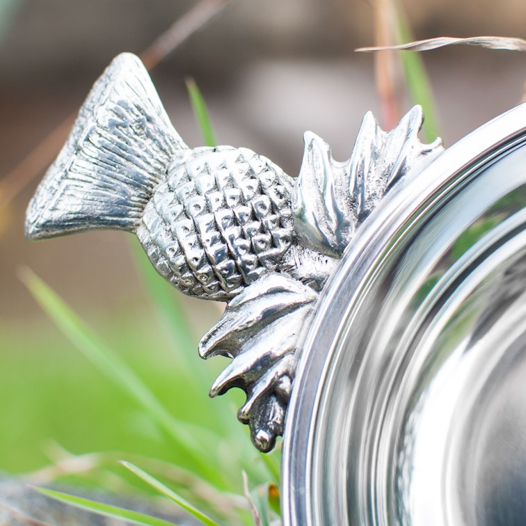 Large Thistle Handle Pewter Quaich