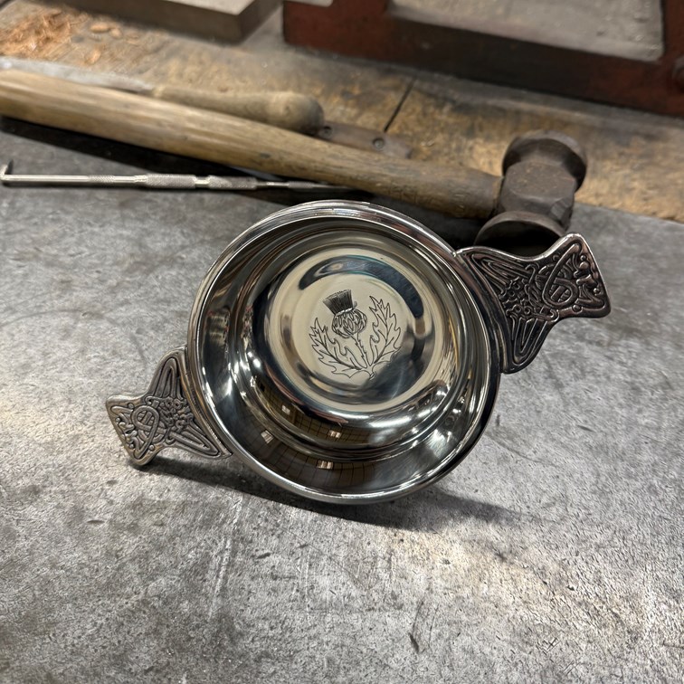 Large Thistle Pewter Quaich