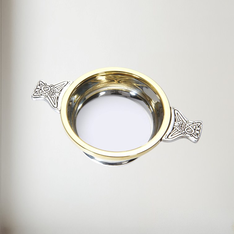 Medium Brass Rim Pewter Quaich