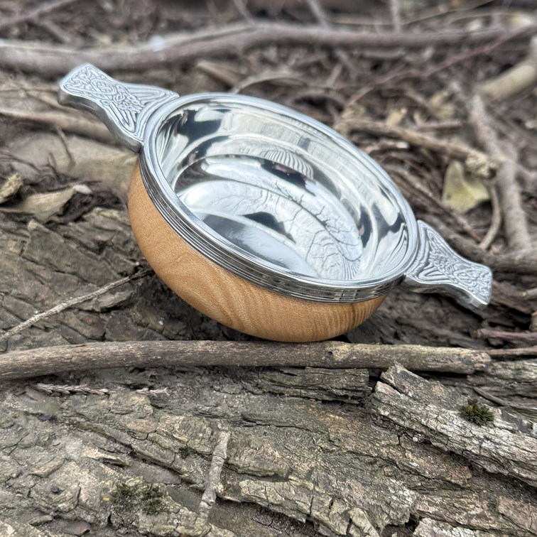 Medium Wood And Pewter Quaich
