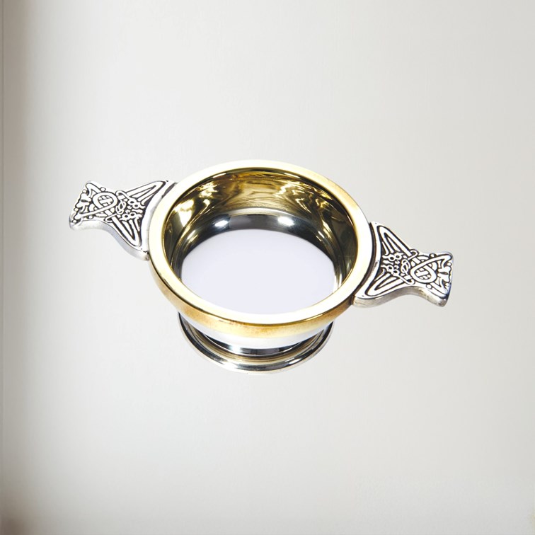 Small Brass Rim Pewter Quaich