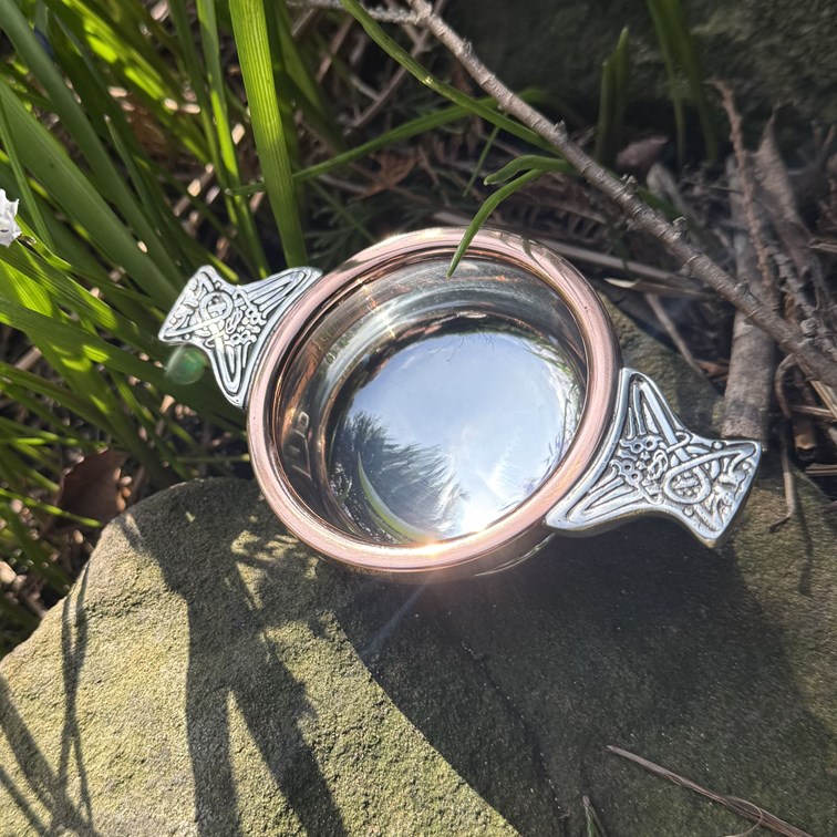 Small Copper Rim Pewter Quaich | Small Copper Rim Pewter quaich