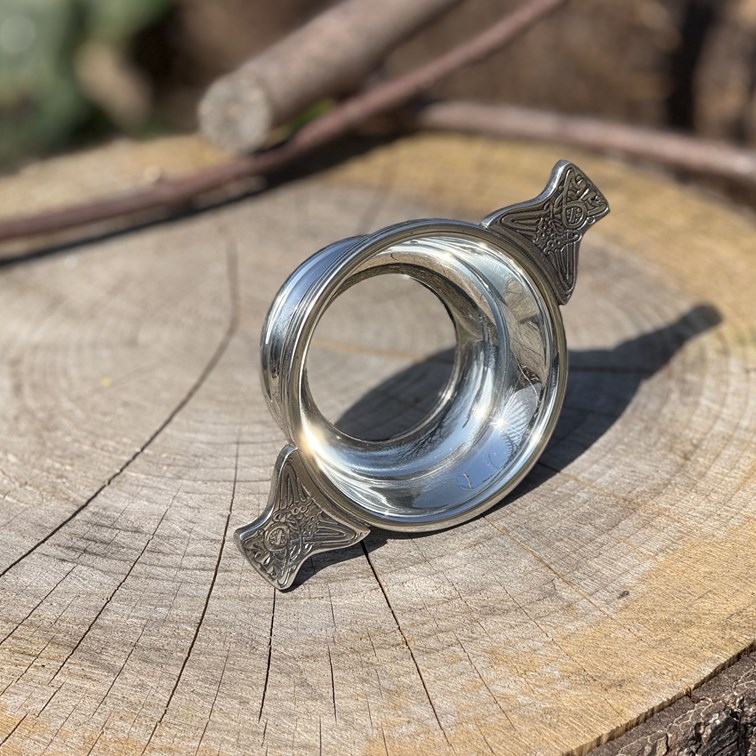 Standard Glass Base Pewter Quaich
