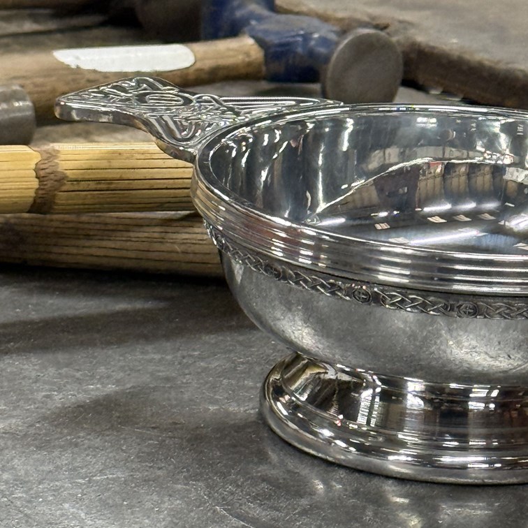 Large Plus Celtic Band Pewter Quaich