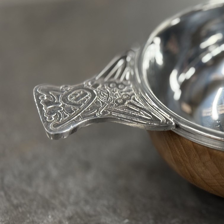 Large Plus Wood And Pewter Quaich