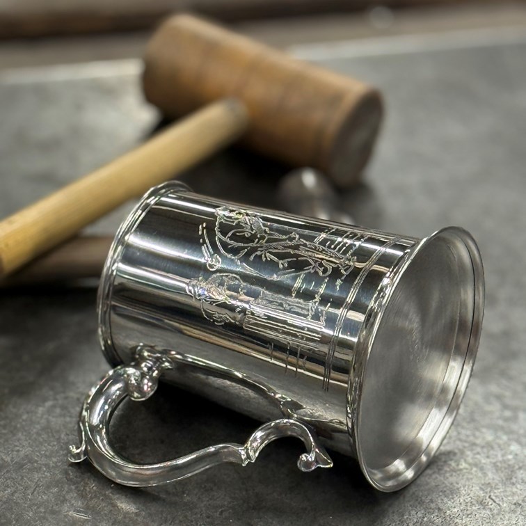 Cricket Scene One Pint Pewter Tankard