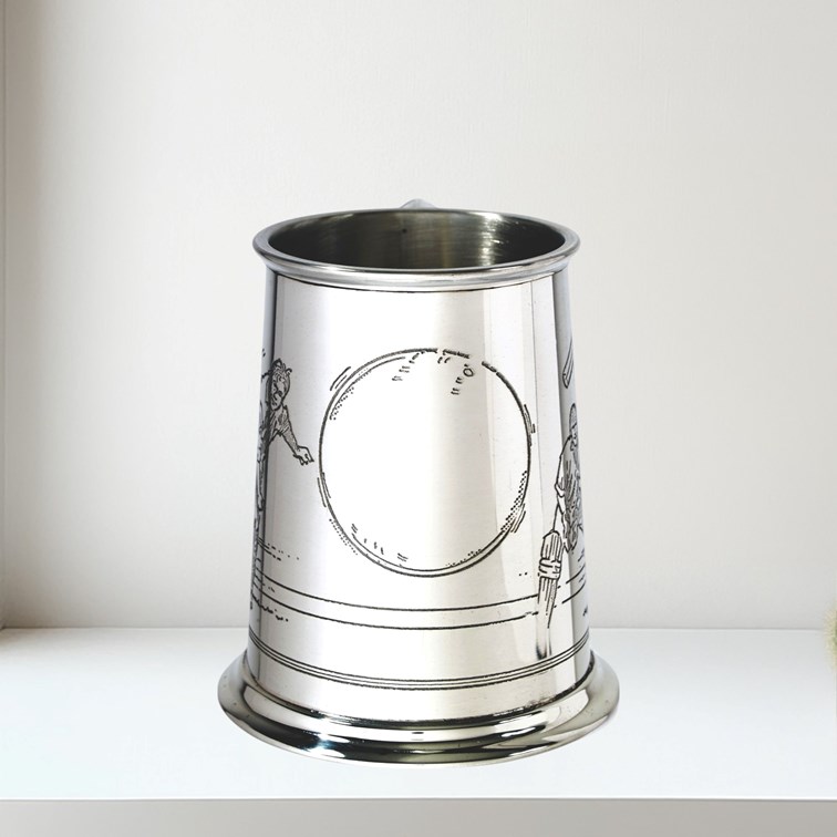 Cricket Scene One Pint Pewter Tankard