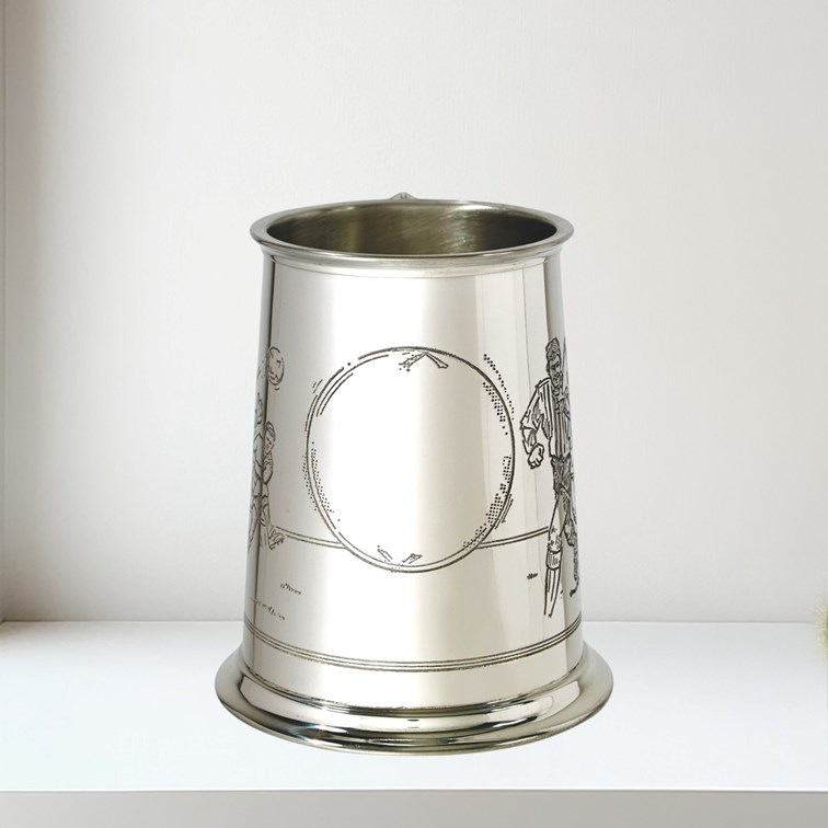 Football Scene One Pint Pewter Tankard