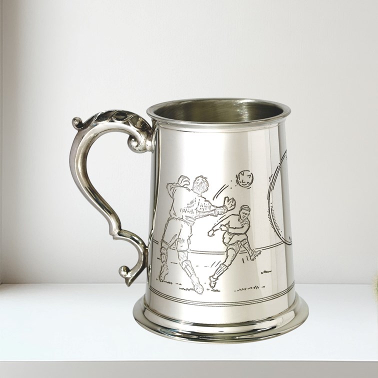 Football Scene One Pint Pewter Tankard Football Scene One Pint Pewter Tankard