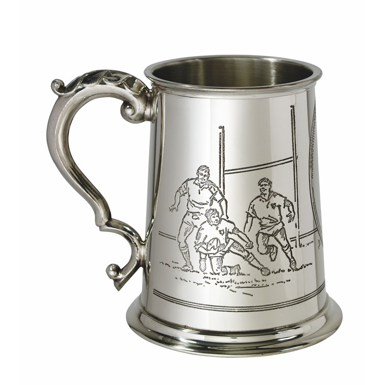 Rugby Scene One Pint Pewter Tankard