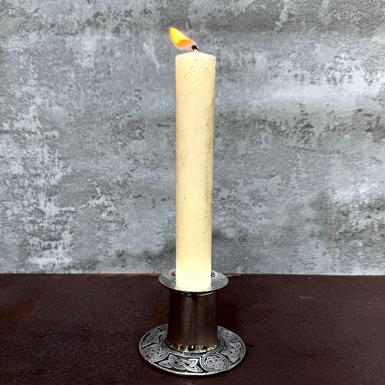 Small Celtic Pewter Candle Holder