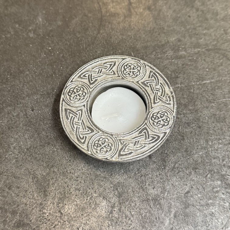 Round Celtic Cast Pewter T-Lite Candle Holder