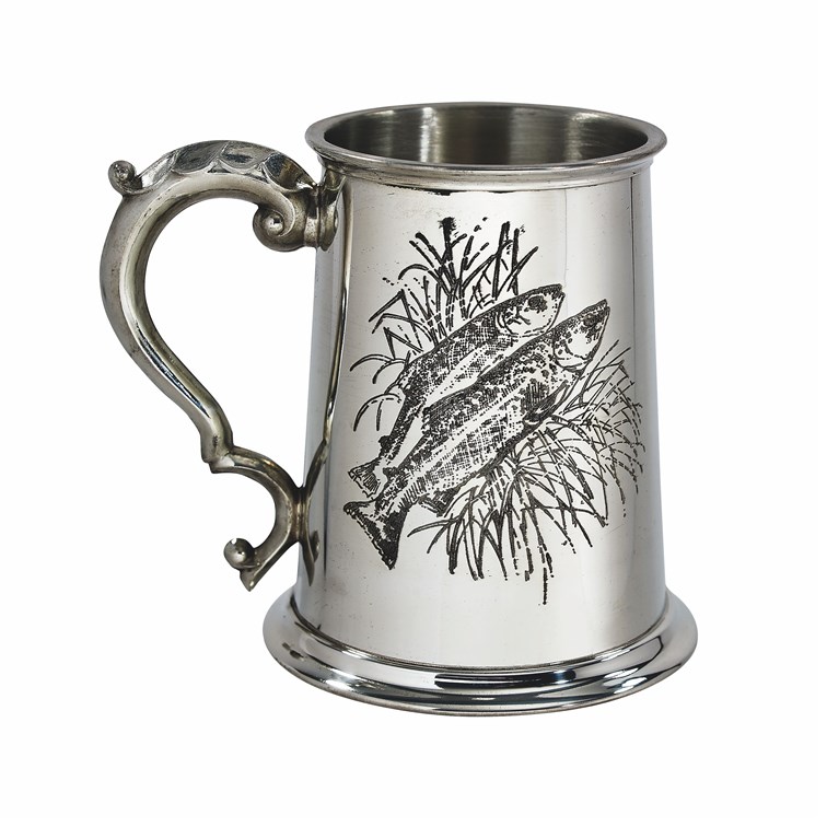 Fishing Scene One Pint Pewter Tankard
